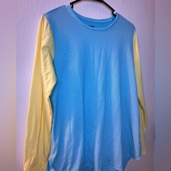 Lands End Blue Yellow Thin Stripes Long Sleeve Tunic Women’s Medium 10 12‎ Soft - Picture 2 of 7